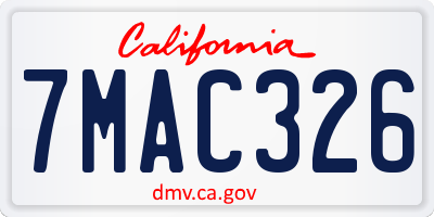 CA license plate 7MAC326