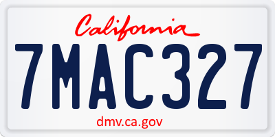 CA license plate 7MAC327