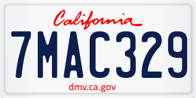 CA license plate 7MAC329