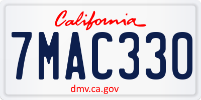 CA license plate 7MAC330