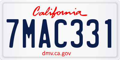 CA license plate 7MAC331