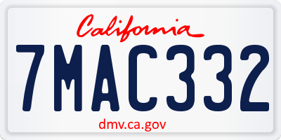 CA license plate 7MAC332