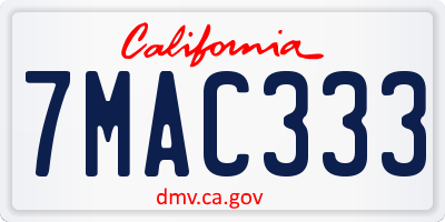 CA license plate 7MAC333