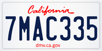 CA license plate 7MAC335