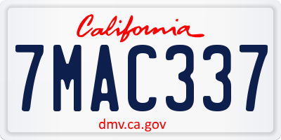 CA license plate 7MAC337