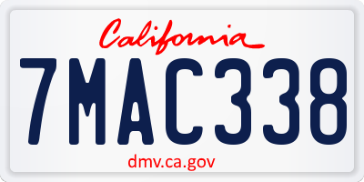 CA license plate 7MAC338