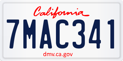 CA license plate 7MAC341