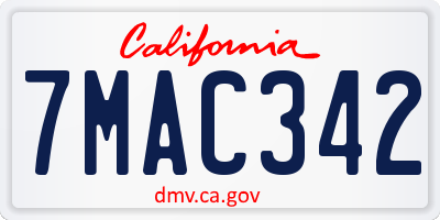CA license plate 7MAC342