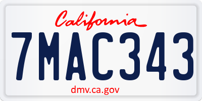 CA license plate 7MAC343