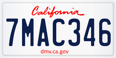 CA license plate 7MAC346