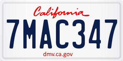 CA license plate 7MAC347