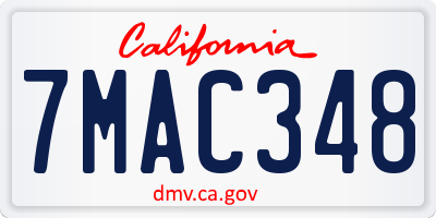 CA license plate 7MAC348