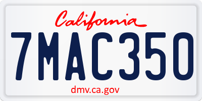 CA license plate 7MAC350