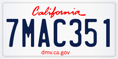 CA license plate 7MAC351
