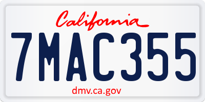 CA license plate 7MAC355