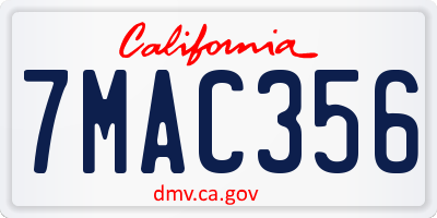 CA license plate 7MAC356