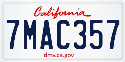 CA license plate 7MAC357