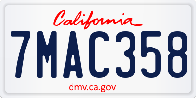 CA license plate 7MAC358