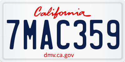 CA license plate 7MAC359