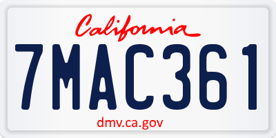 CA license plate 7MAC361