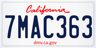 CA license plate 7MAC363