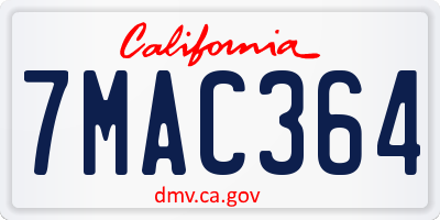 CA license plate 7MAC364