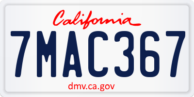 CA license plate 7MAC367