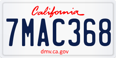 CA license plate 7MAC368