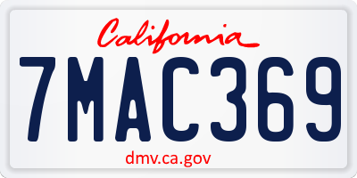 CA license plate 7MAC369