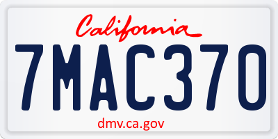 CA license plate 7MAC370