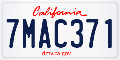CA license plate 7MAC371