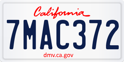 CA license plate 7MAC372