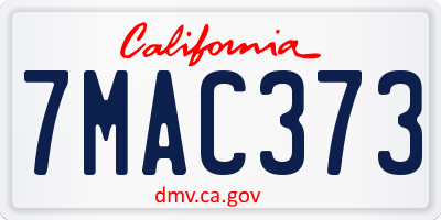 CA license plate 7MAC373