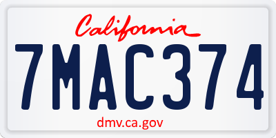 CA license plate 7MAC374