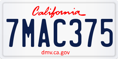 CA license plate 7MAC375