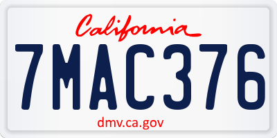 CA license plate 7MAC376