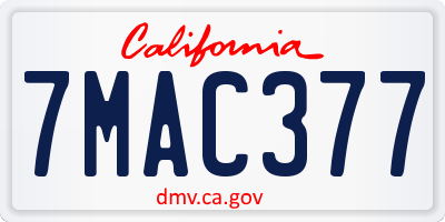 CA license plate 7MAC377