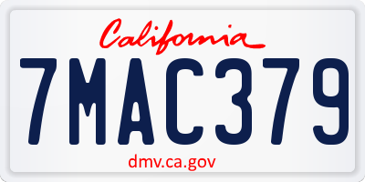 CA license plate 7MAC379