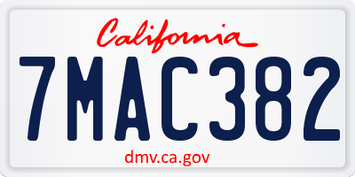 CA license plate 7MAC382