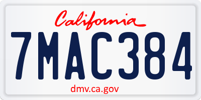 CA license plate 7MAC384