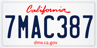 CA license plate 7MAC387