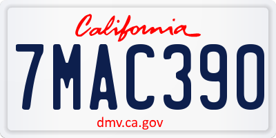 CA license plate 7MAC390
