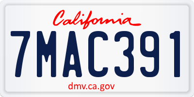 CA license plate 7MAC391