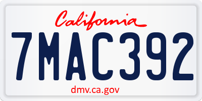 CA license plate 7MAC392