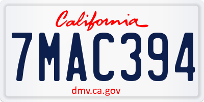 CA license plate 7MAC394
