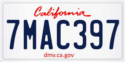 CA license plate 7MAC397