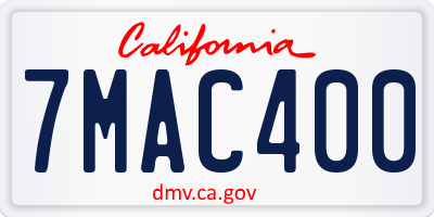CA license plate 7MAC400