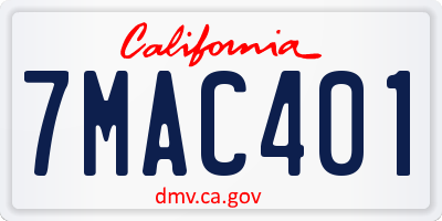 CA license plate 7MAC401