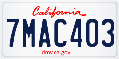 CA license plate 7MAC403