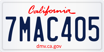 CA license plate 7MAC405